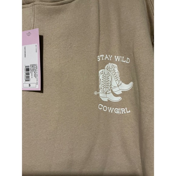 Wild Fable Womens Tan Stay Wild Cowgirl Graphic Hoodie Sweatshirt Size S - Picture 2 of 5